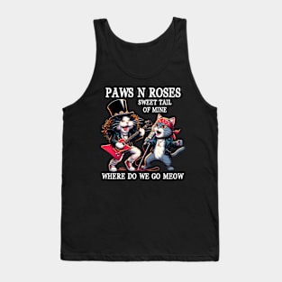 Purrfectly Edgy Cat Gun N' Rose Merch Tank Top